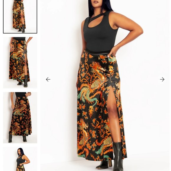 Blackmilk Dresses & Skirts - DRAGON RISING VELVET SINGLE SPLIT MAXI SKIRT - LIMITED - Size M - Blackmilk